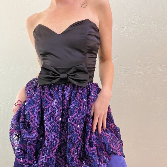 Vintage 1980's Jessica McClintock Gunne Sax Strapless Tulle Cocktail Dress - Picture 7 of 13